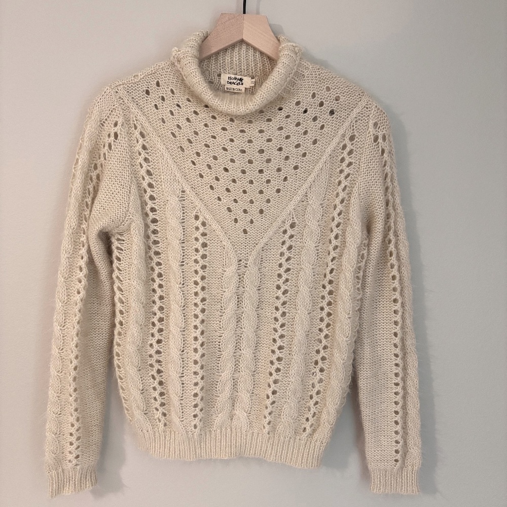 Molly Bracken Wool Polyester Blend Sweater, Cream with sparkle accents.
